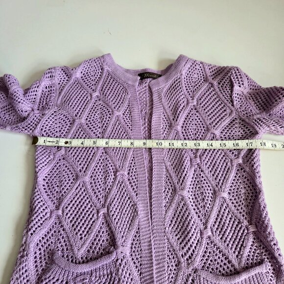 Wachi Open knit cardigan in lavender color. - Picture 6 of 8